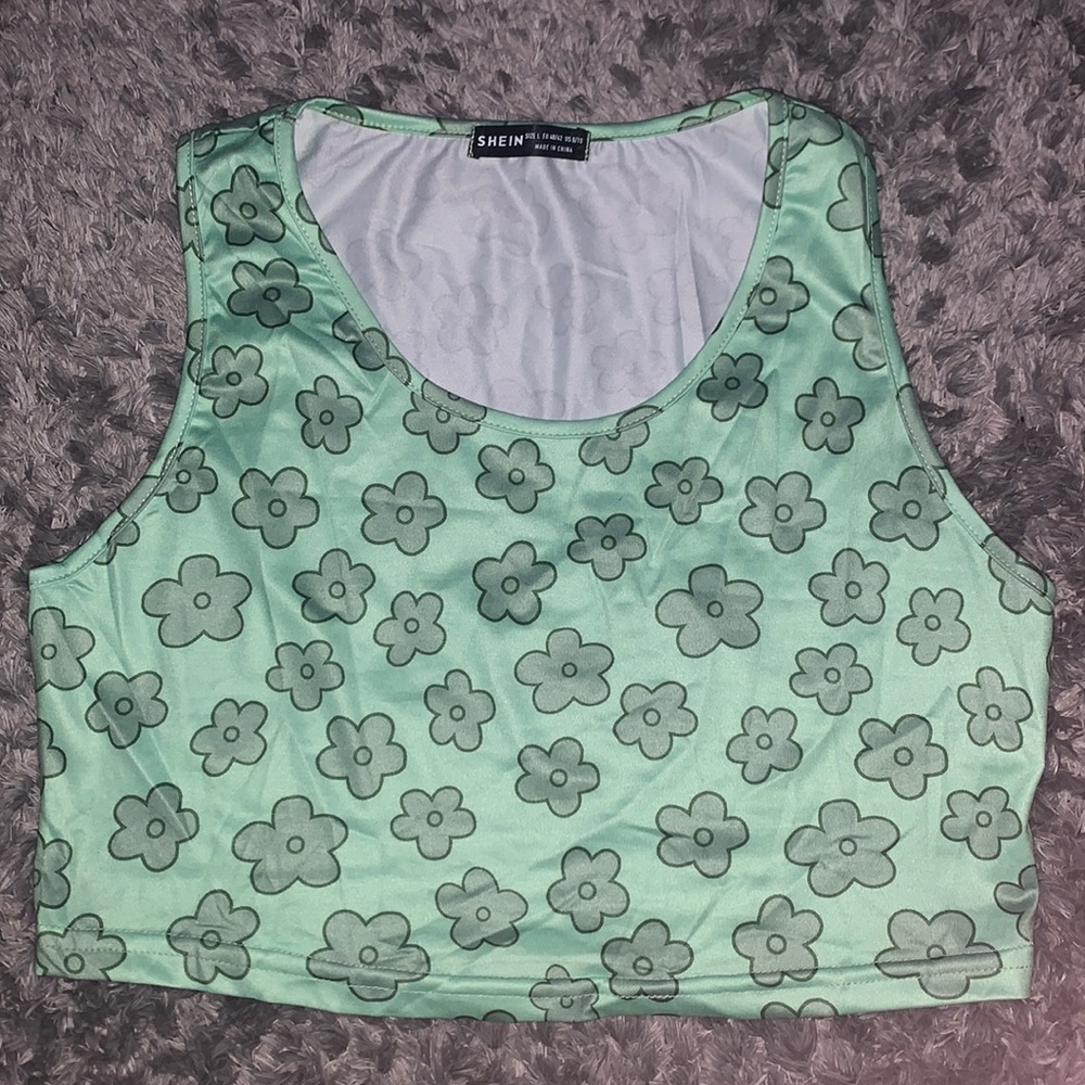 Floral Print Scoop Neck Tank Crop Top